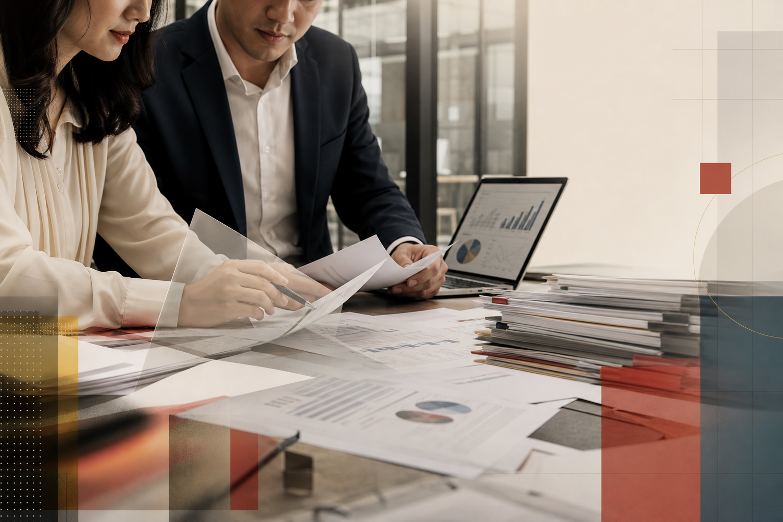 Analysts reviewing commercial and financial evidence
