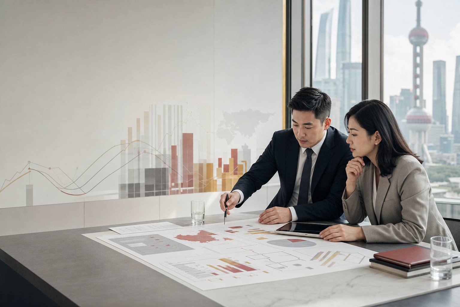 Finance professionals reviewing market-entry assumptions